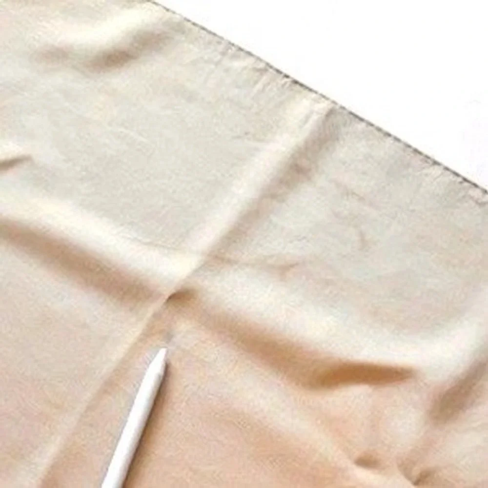 Christian Dior Silk Scarf Champagne Beige Ribbed Embroidered Logo Made in France